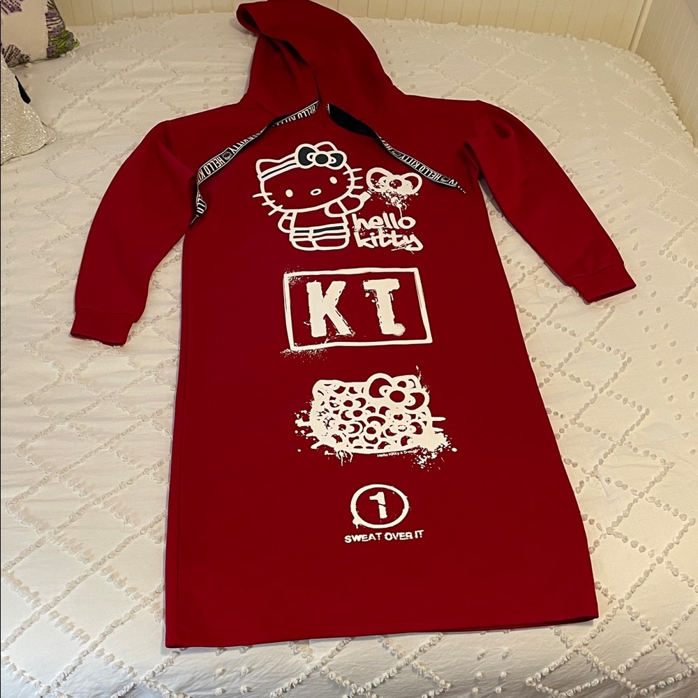 Hello Kitty x D-mop collaboration Sweat Over It Red Sweatshirt Dress new